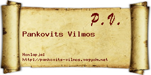 Pankovits Vilmos névjegykártya